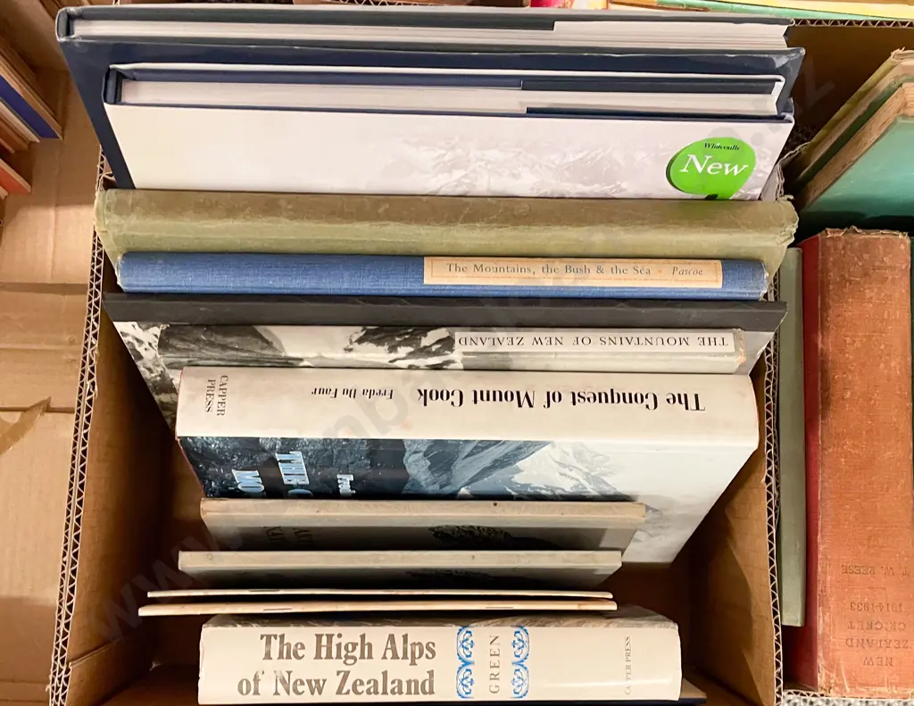 Box Quantity Assorted Books Relating to Mountaineering Image 1++