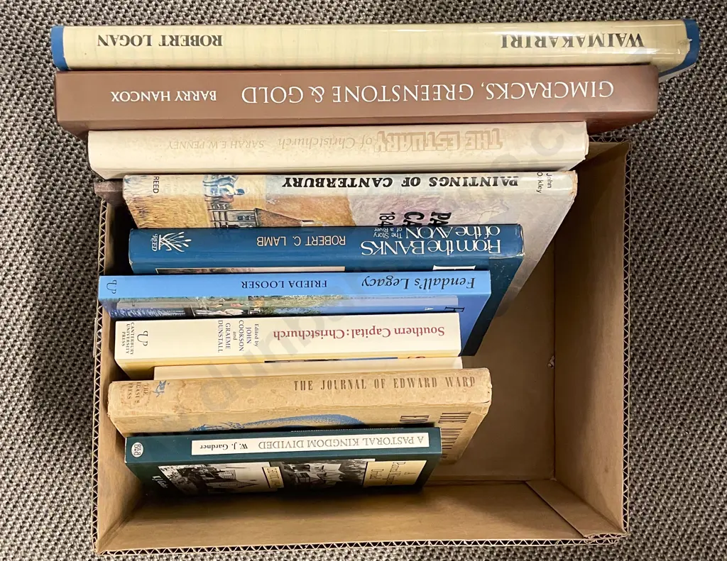 Box Quantity Assorted Books Relating to Christchurch Image 1++