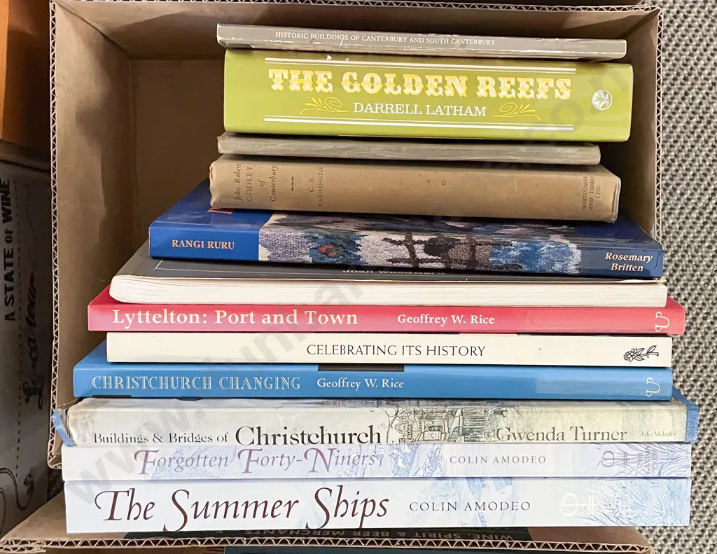 Box Quantity Assorted Books Relating to Christchurch Image 1++