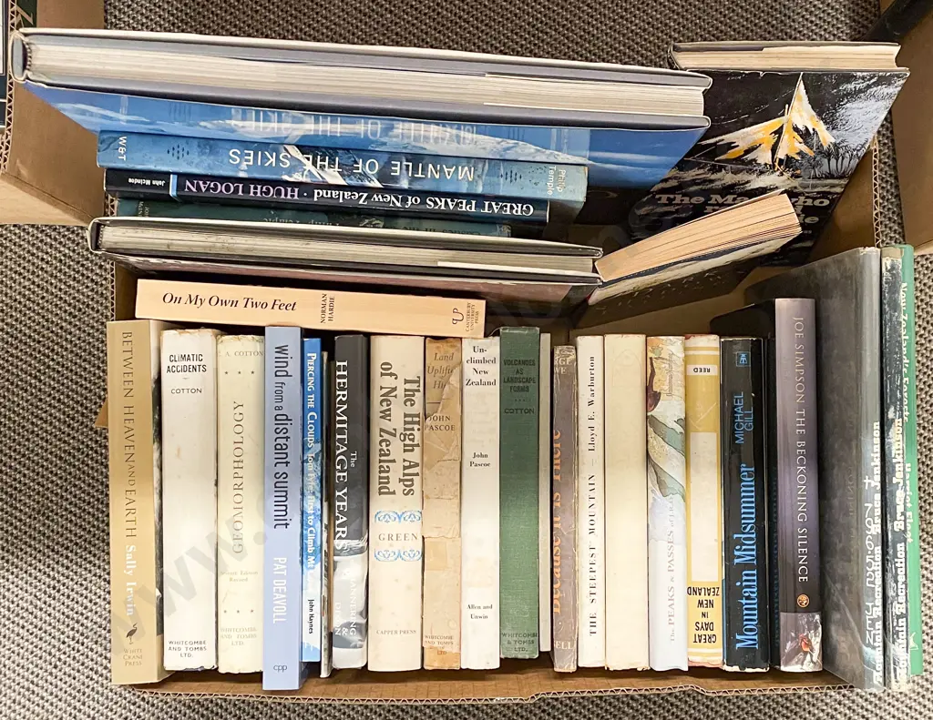 Box Quantity of Assorted NZ Mountaineering Books Image 1++