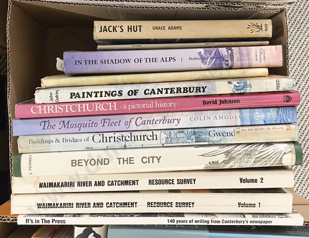 Box Quantity Assorted Books Relating to Christchurch Image 1++