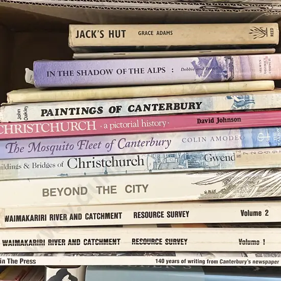 Box Quantity Assorted Books Relating to Christchurch