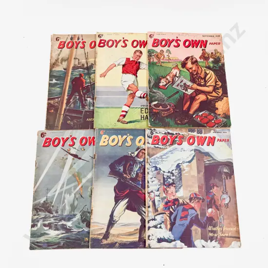 6 Vintage Editions of Boy's Own Paper Dating 1939 & 1940