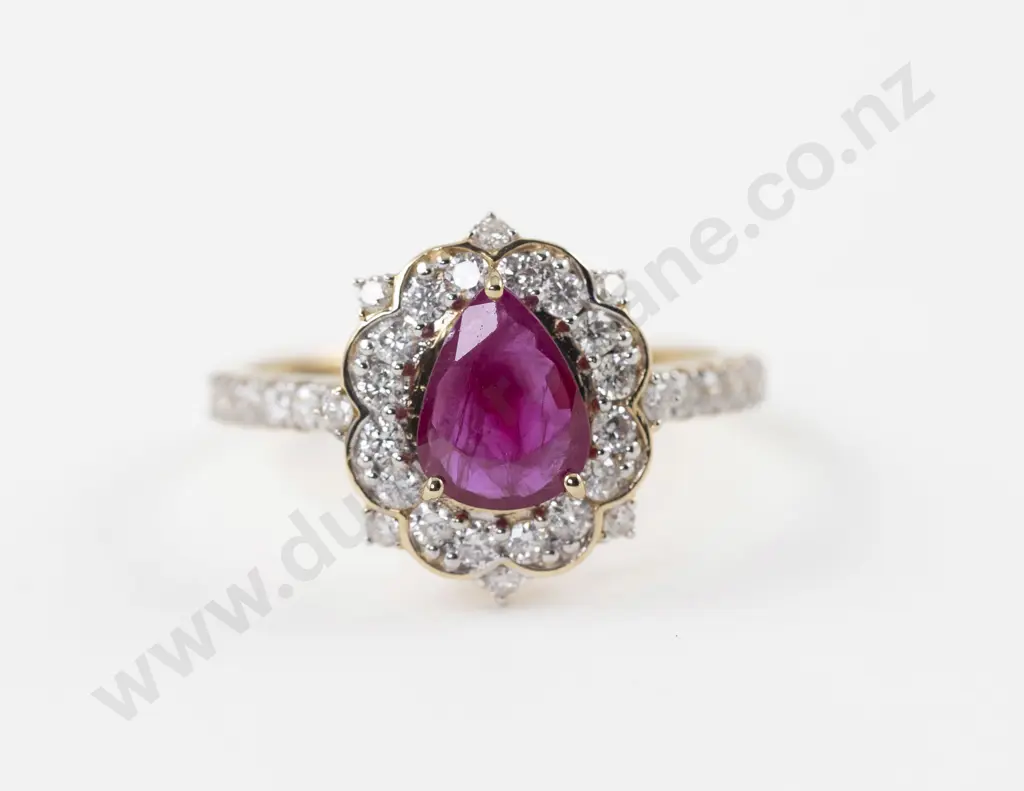 14ct 37Stone Ruby and Diamond Cluster Ring Image 1++