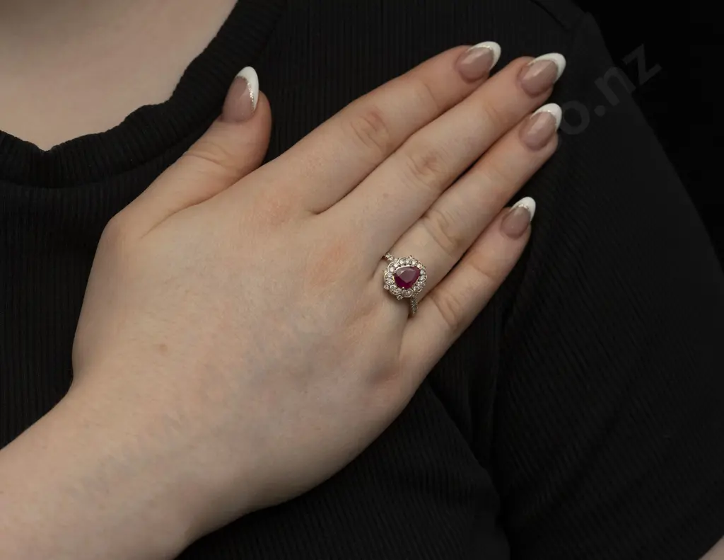 14ct 37Stone Ruby and Diamond Cluster Ring Image 1++