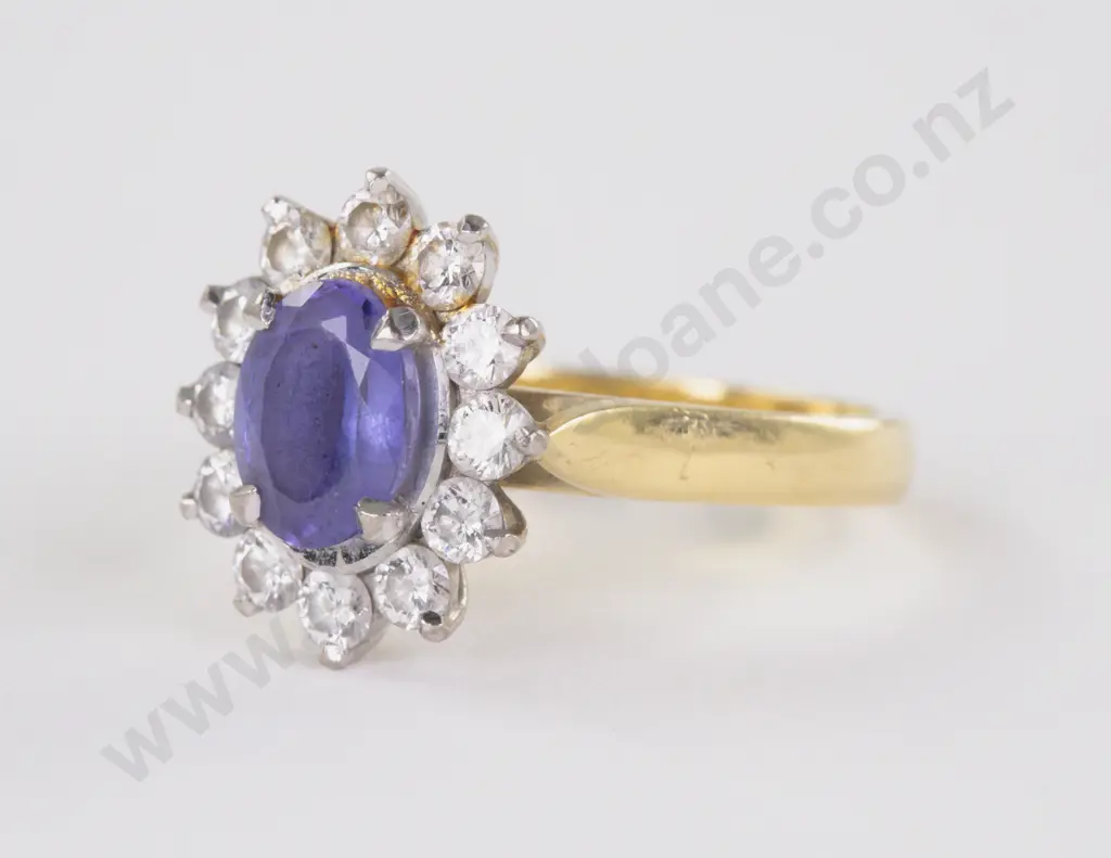 18ct 13Stone Tanzanite and Diamond Cluster Ring Image 1++