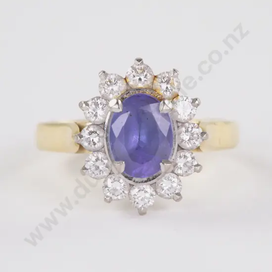 18ct 13Stone Tanzanite and Diamond Cluster Ring