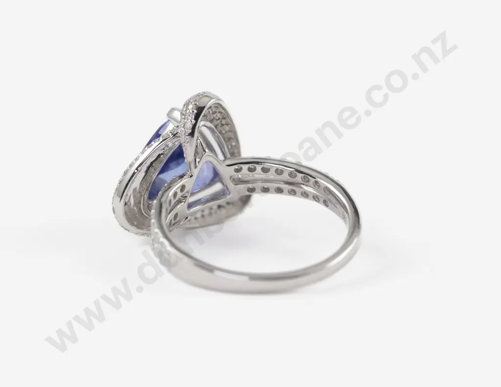 14ct White Gold 145Stone Tanzanite and Diamond Cluster Ring Image 1++