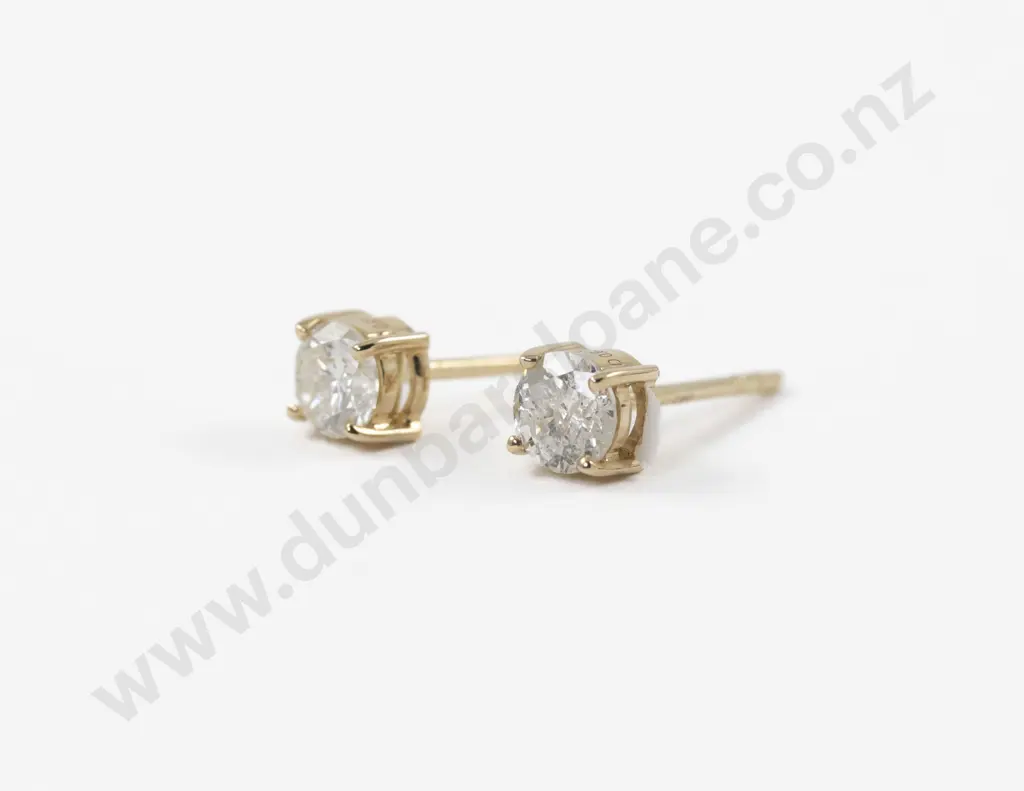 Pair 14ct Single Diamond Stud Earrings Image 1++