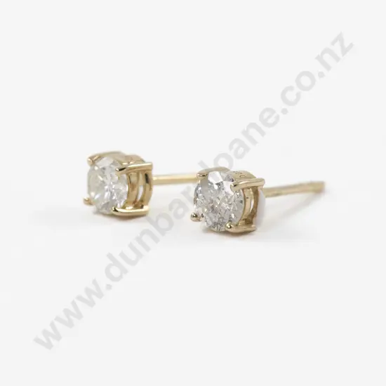 Pair 14ct Single Diamond Stud Earrings