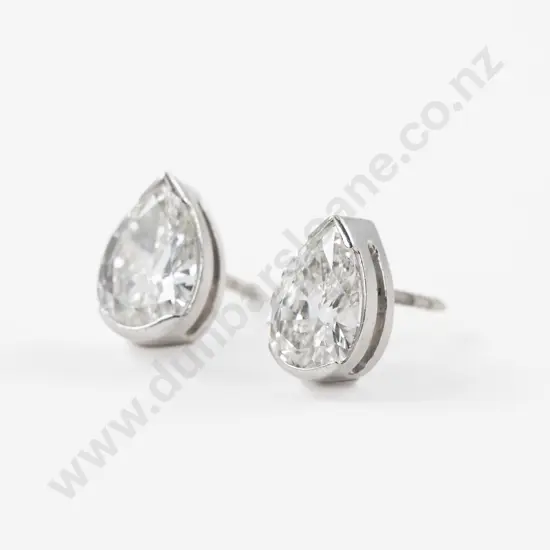 Pair 18ct White Gold Solitaire Diamond Stud Earrings