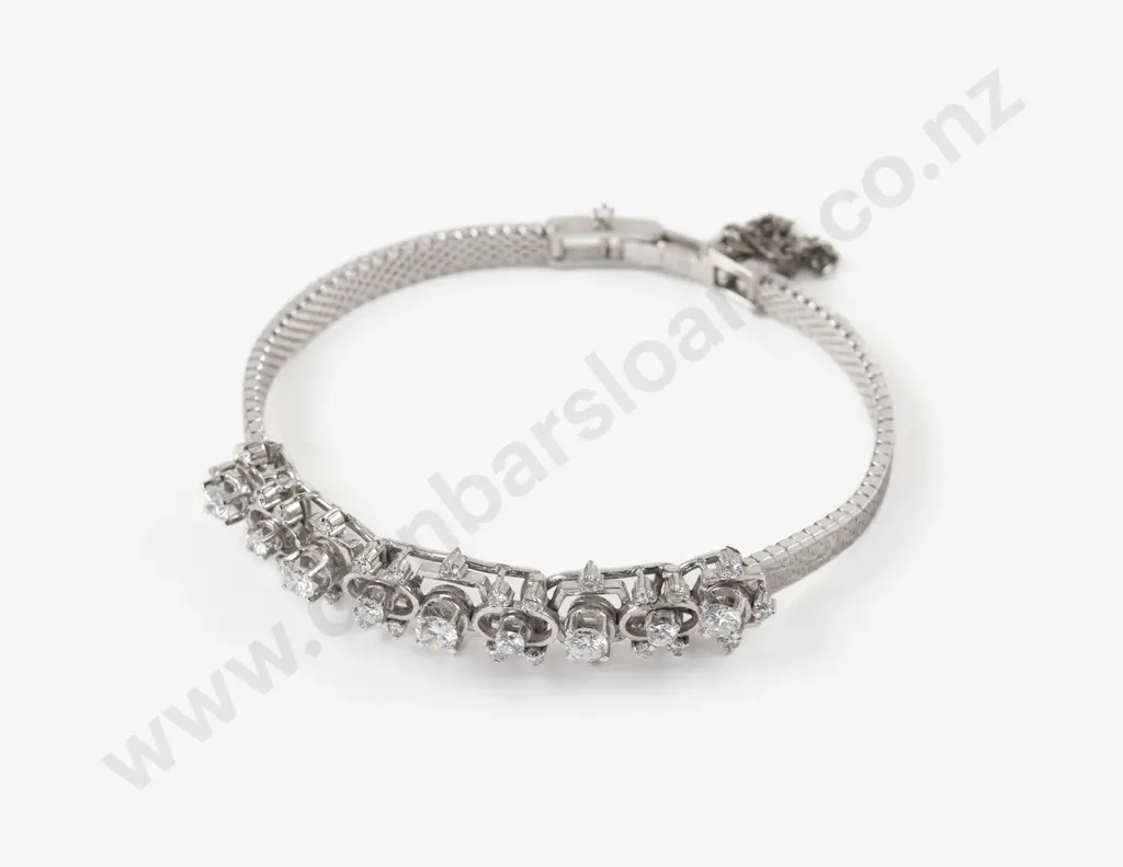 9ct White Gold 28Stone Diamond Bracelet Image 1++