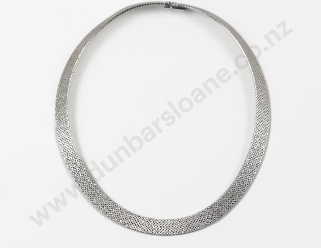 18ct White Gold Mesh Chocker Necklace Image 1++
