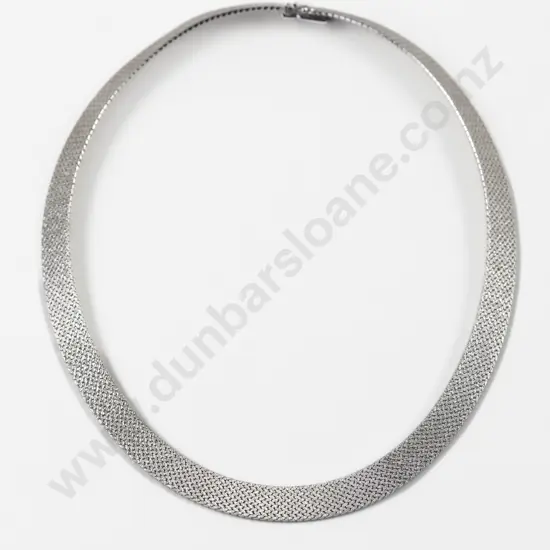 18ct White Gold Mesh Chocker Necklace