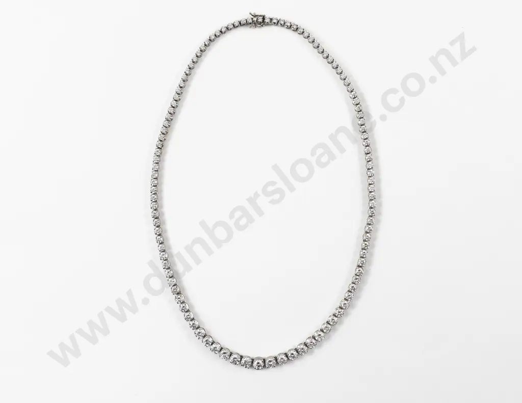 18ct White Gold 108Stone Diamond Necklace Image 1++