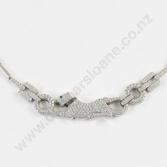 18ct White Gold Diamond Panther Necklace