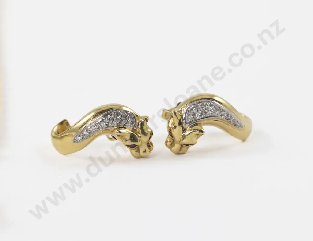 18ct Diamond and Ruby Panther Necklace Bracelet and Earring Suite Image 1++