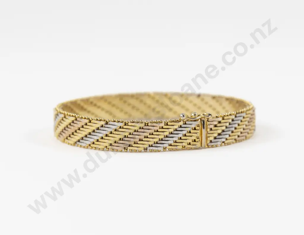 18ct Tri-Colour Gold Fancy Link Bracelet Image 1++