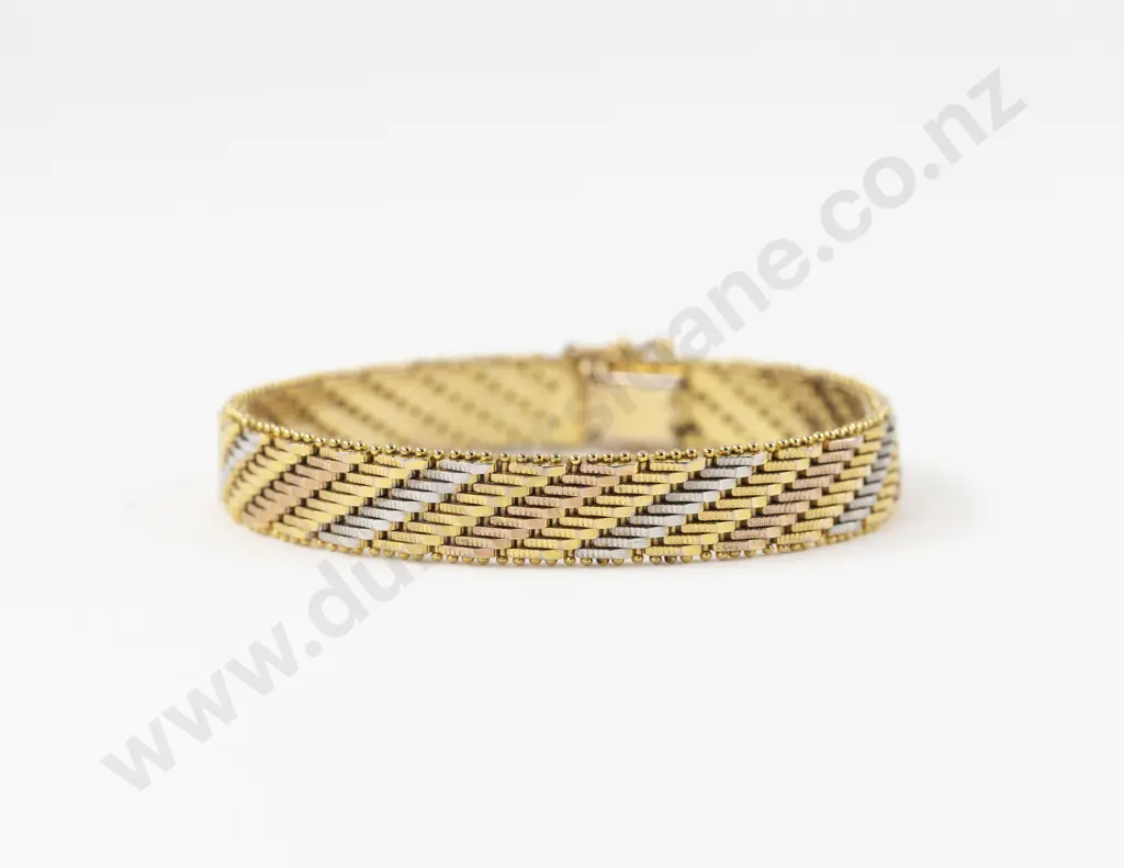 18ct Tri-Colour Gold Fancy Link Bracelet Image 1++
