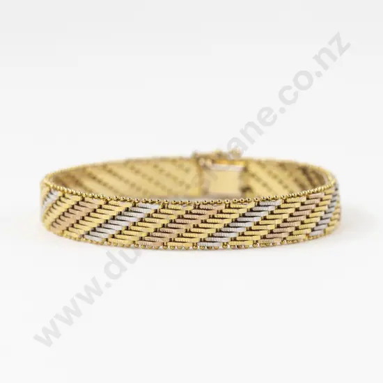 18ct Tri-Colour Gold Fancy Link Bracelet