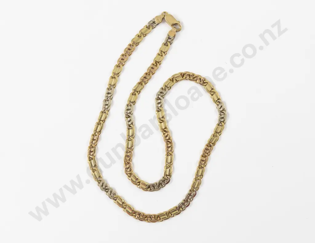 14ct Tri-Colour Fancy Link Neck Chain Image 1++