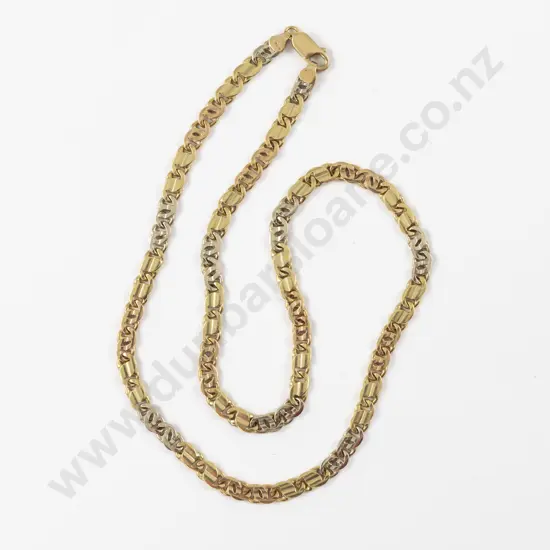 14ct Tri-Colour Fancy Link Neck Chain