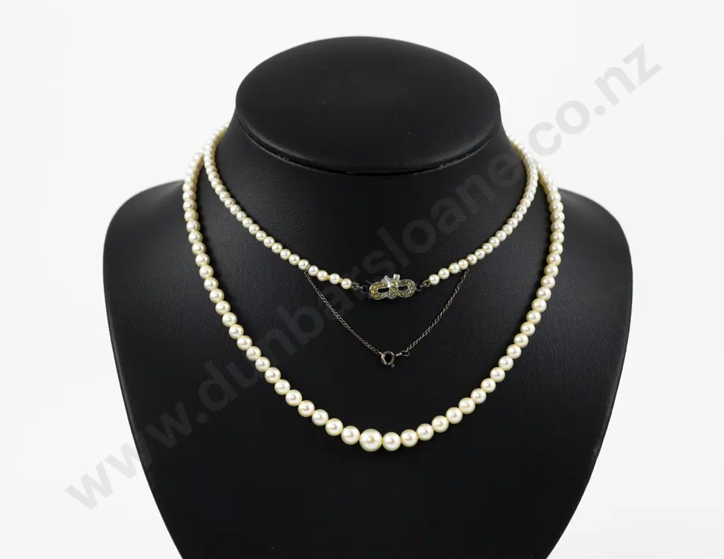 Single Strand Slightly Graduated Cultured Pearl Necklace Image 1++