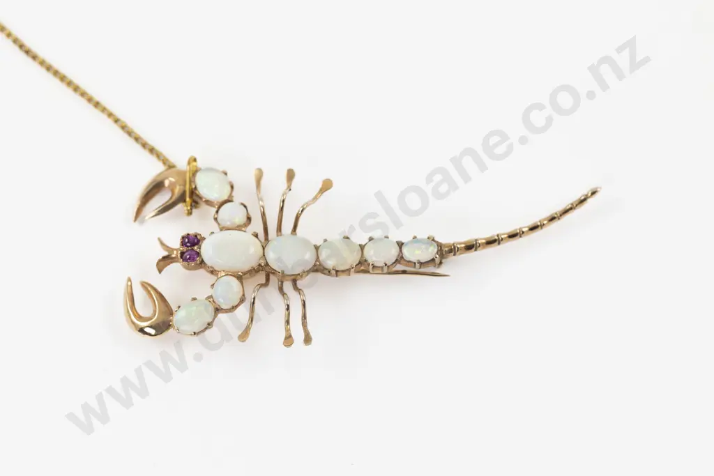 9ct Opal and Garnet Scorpion Brooch Image 1++