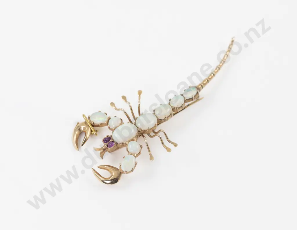 9ct Opal and Garnet Scorpion Brooch Image 1++