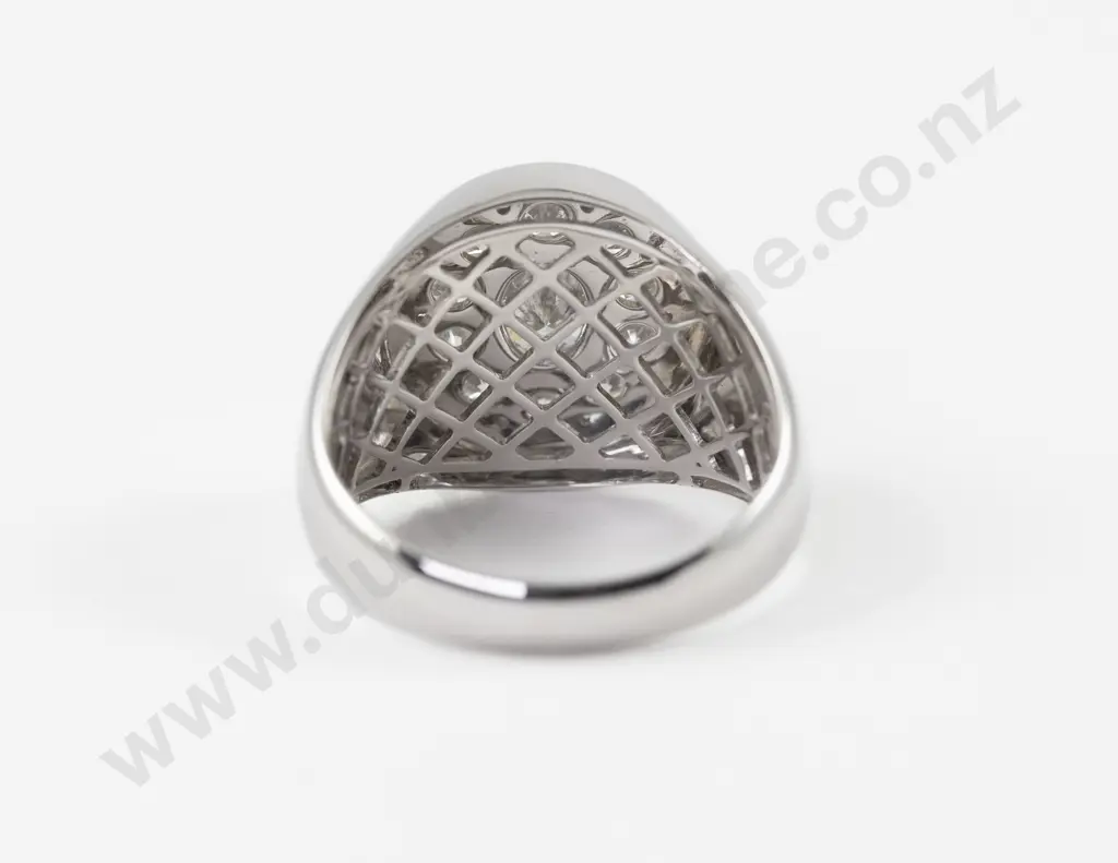 14ct White Gold 21Stone Diamond Gents Cluster Ring Image 1++