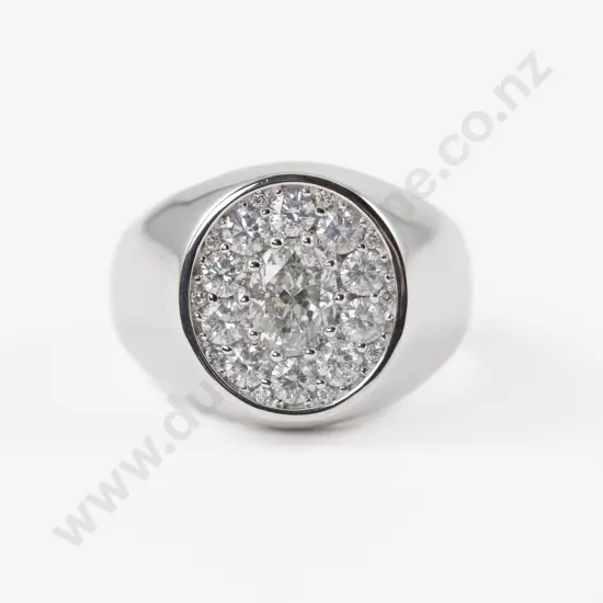 14ct White Gold 21Stone Diamond Gents Cluster Ring