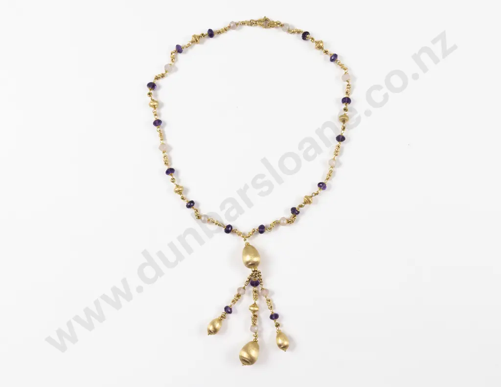 Cerrone Jewellers (Australia) 18ct Amethyst and Rose Quartz Beaded Necklace Image 1++