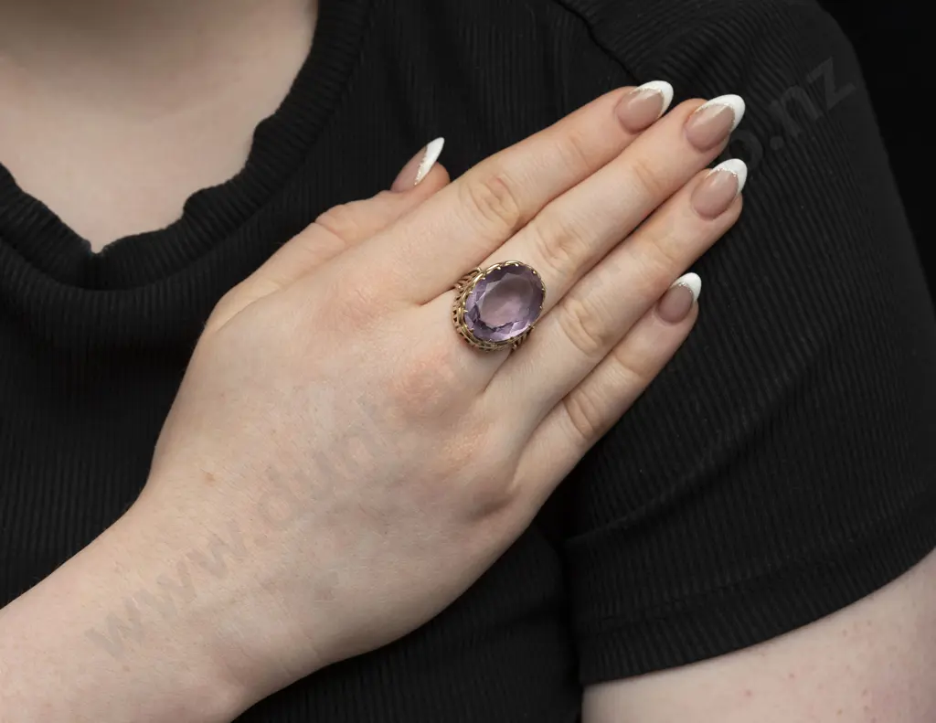 14ct Single Amethyst Dress Ring Image 1++