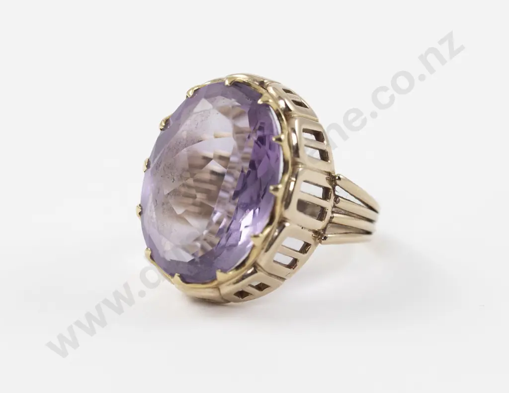 14ct Single Amethyst Dress Ring Image 1++