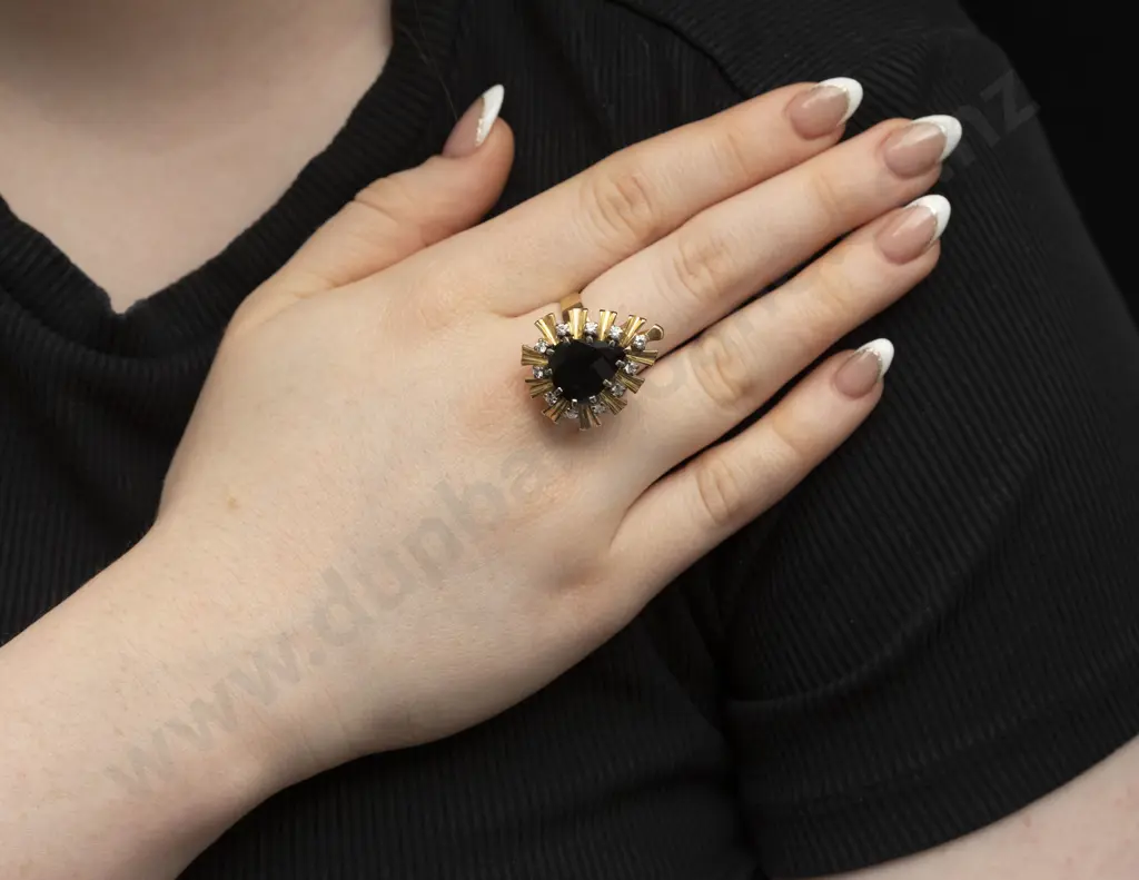 18ct Twelve Stone Sapphire and Diamond Cluster Ring Image 1++