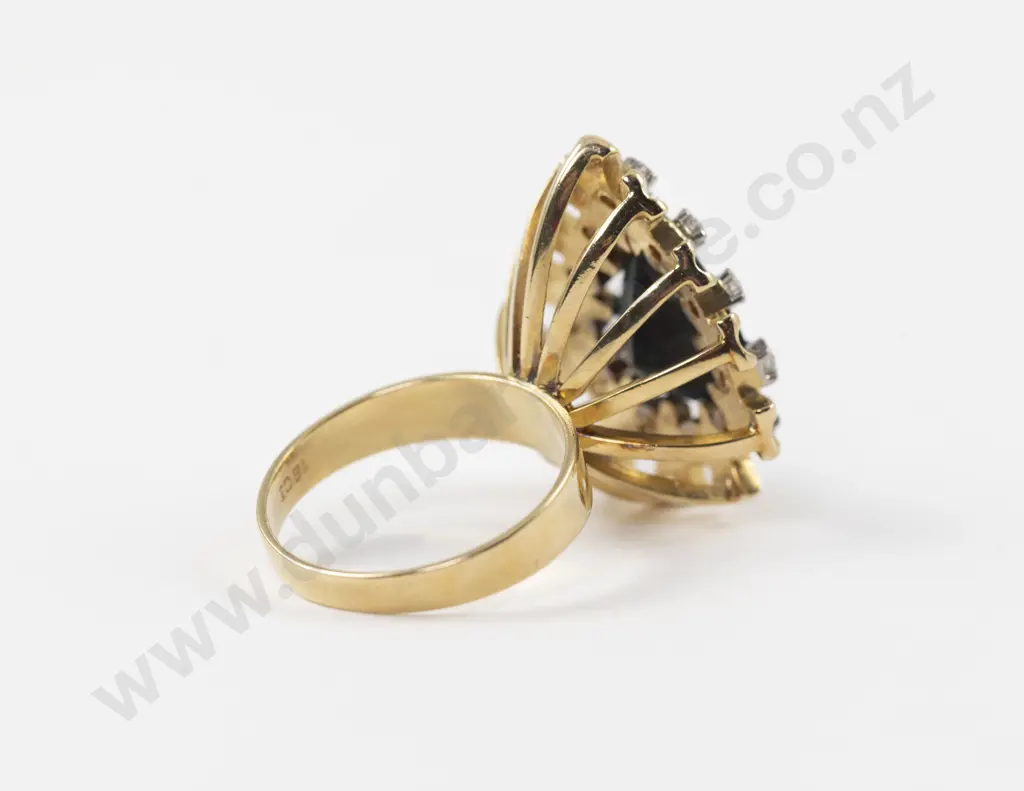 18ct Twelve Stone Sapphire and Diamond Cluster Ring Image 1++