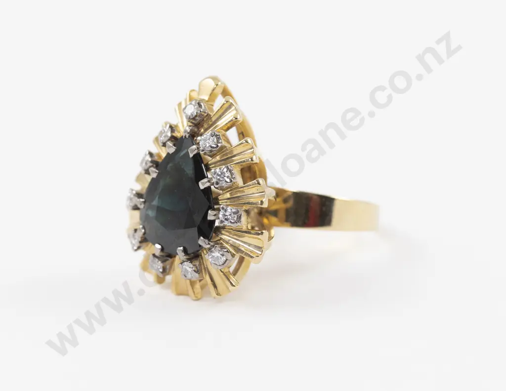 18ct Twelve Stone Sapphire and Diamond Cluster Ring Image 1++