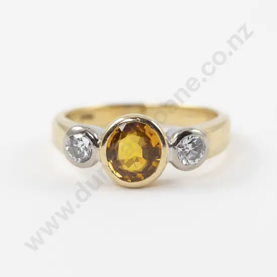 18ct Three Stone Sapphire and Diamond Band Ring