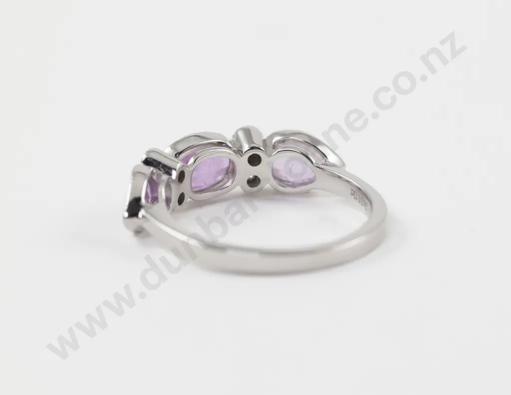 14ct White Gold Seven Stone Pink Sapphire and Diamond Dress Ring Image 1++