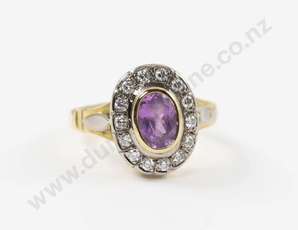 18ct 15Stone Pink Sapphire and Diamond Cluster Ring Image 1++