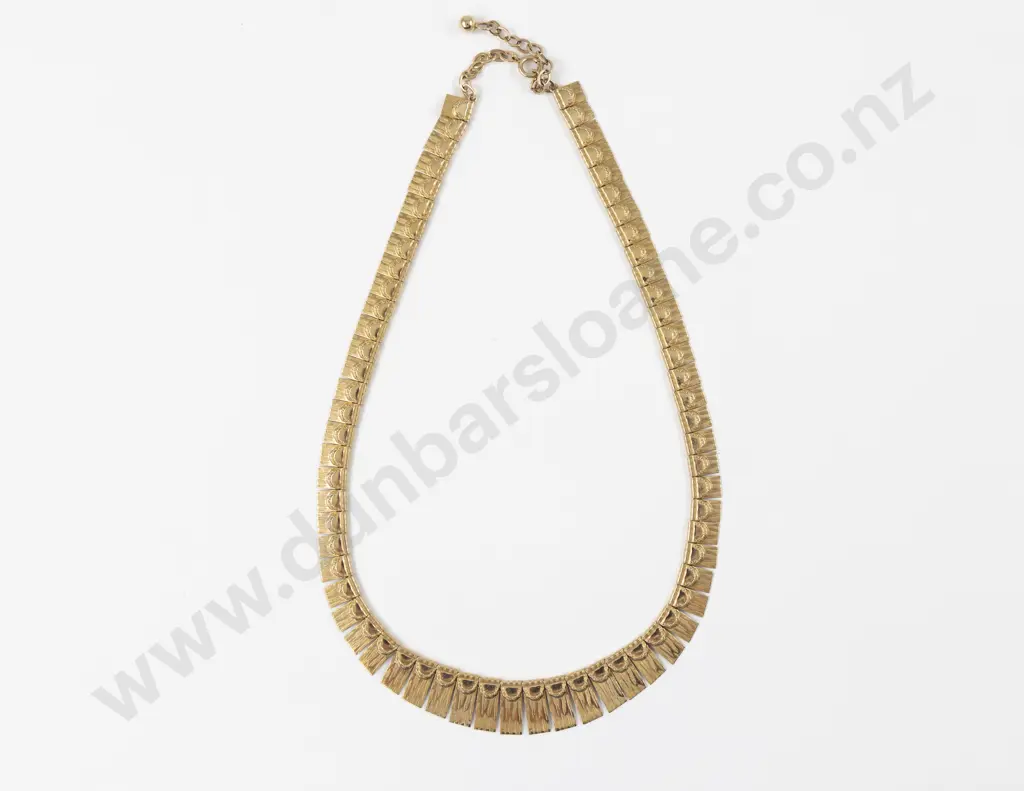 Vintage 9ct Graduated Panel Link Neck Chain Image 1++