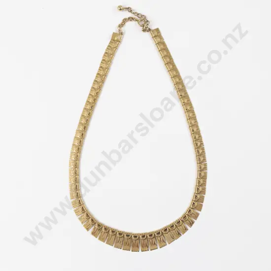 Vintage 9ct Graduated Panel Link Neck Chain