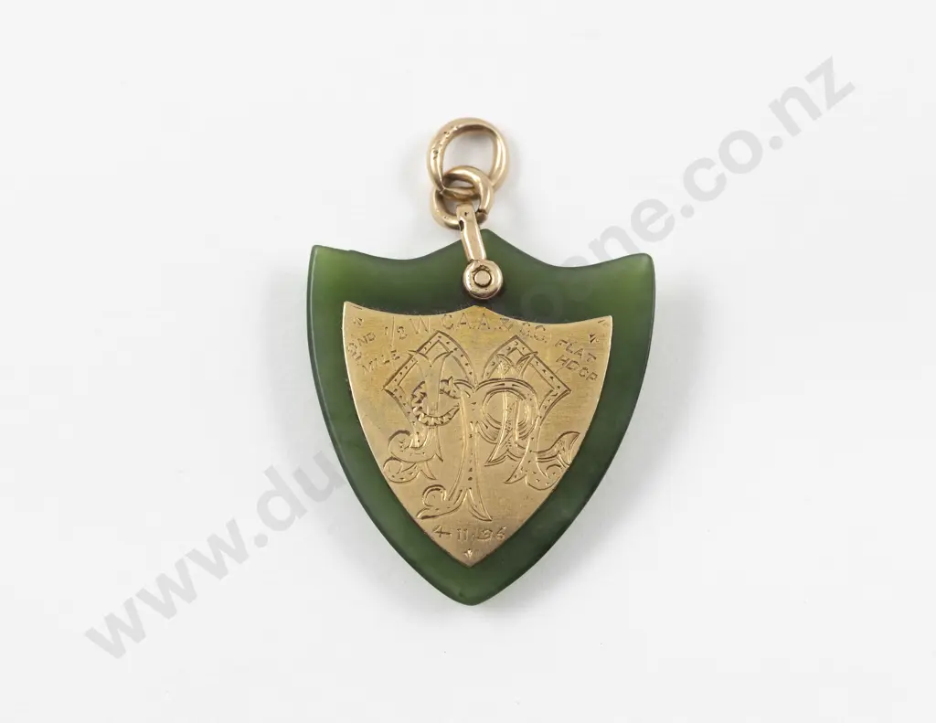 Mid C20th 14ct Mounted Greenstone Heart Shaped Pendant Image 1++