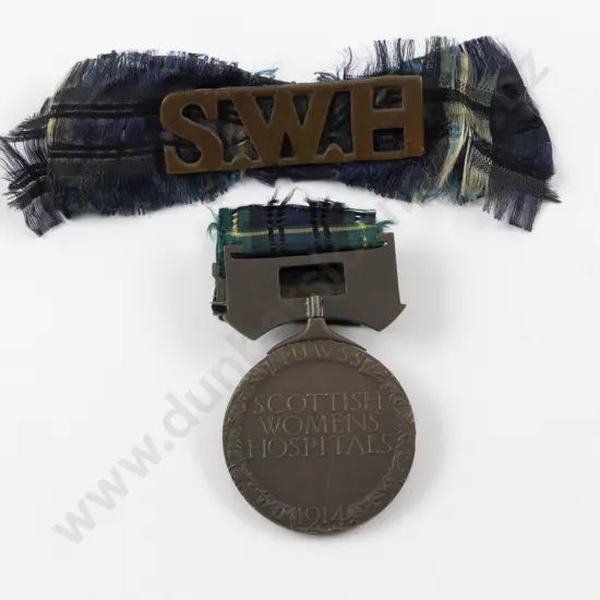 1914 Scottish Womens Hospital Suffrage Societies Medal NUWSS and SWH Shoulder Title