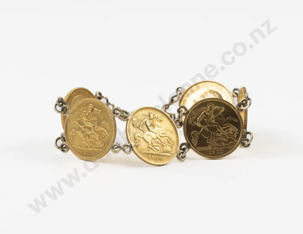 Six Gold Sovereign Coin Bracelet Image 1++