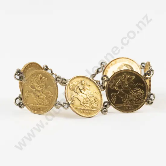 Six Gold Sovereign Coin Bracelet