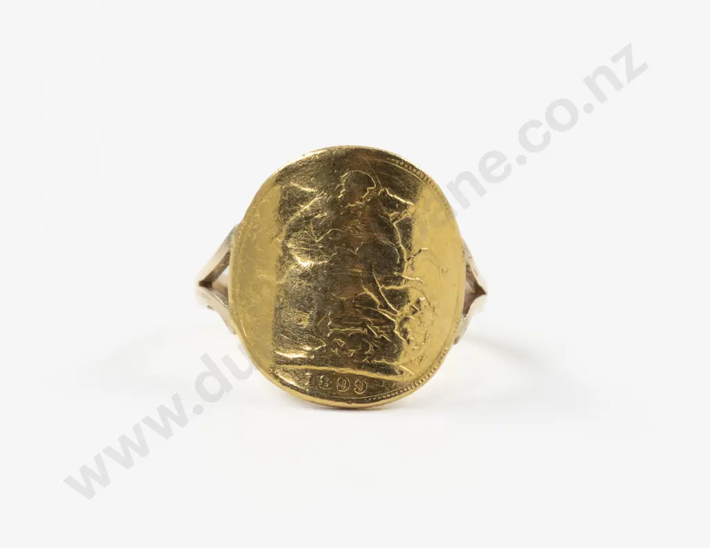 Vict 1899 Gold Sovereign Coin Dress Ring Image 1++