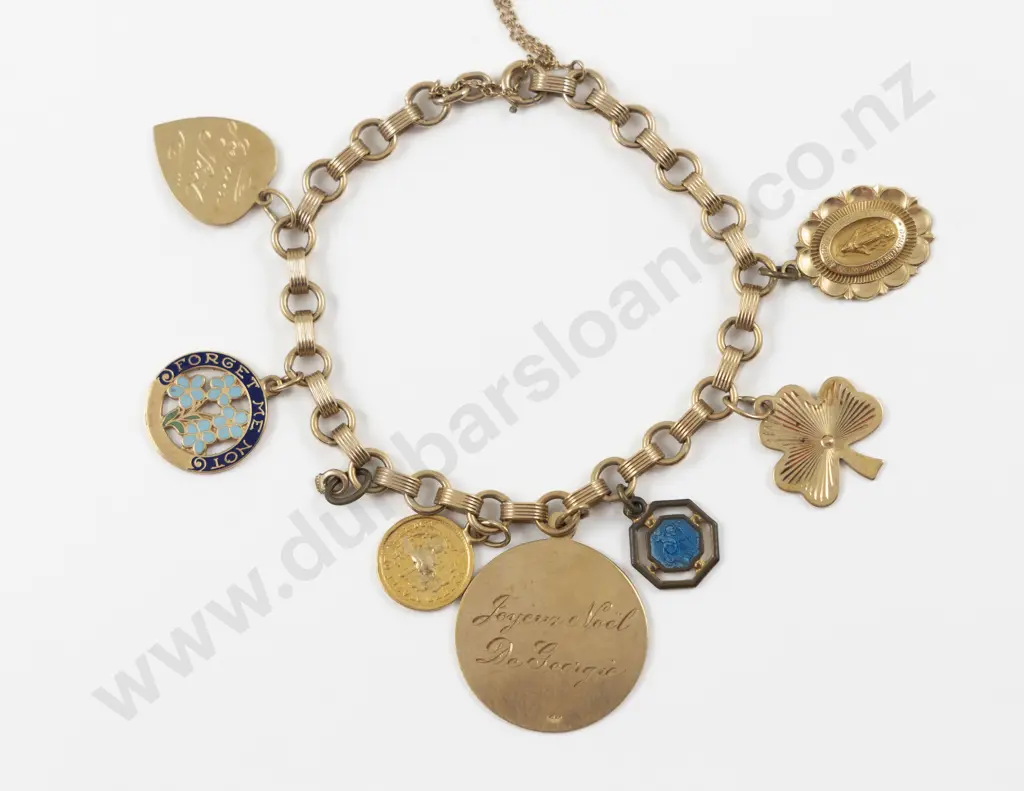 14ct Fancy Link Charm Bracelet Image 1++