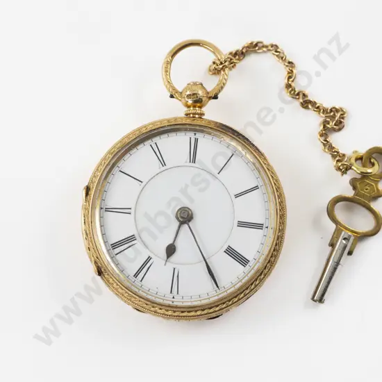 18ct Hunter Cased Key Wind Pocket Watch