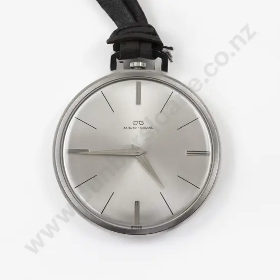 Jaquet - Girard Perregaux Stainless Steel Open Face Pocket Watch